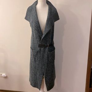 Sioni vest jacket & coat cardigan sweater knitted side belt closure gray sz M